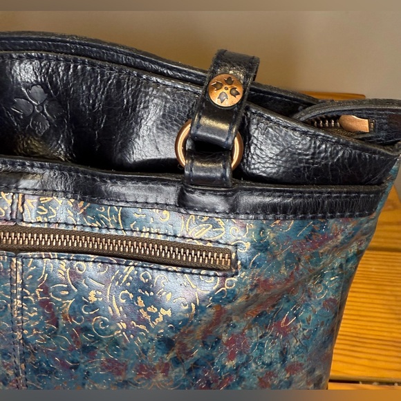 ‼️SOLD OUT‼️‼️Patricia Nash Vintage ‘Kimono’ Tote Bag with Navy Leather Trim - Picture 5 of 13